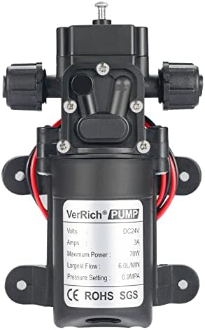 VerRich 24V Water Pumps,70W Diaphragm Pump Without Pressure Switch for Garden,Pool Draining M18*1.5mm Connector