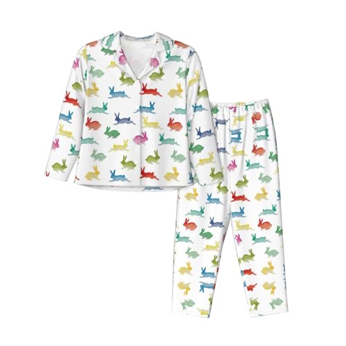 Pyjama femme noir en taille XXL avec jolis lapins pour des nuits douces remplies de tendresse