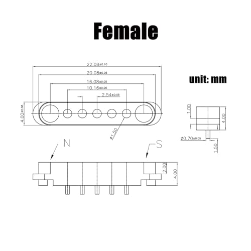 Image of Magnetic Pogo Pin Connector - 2 Pair, 2 /3 /4 /5P, Male+Female, 2.54 /2.5MM Through Holes, Spring Loaded, DC Power Socket, 5Pin