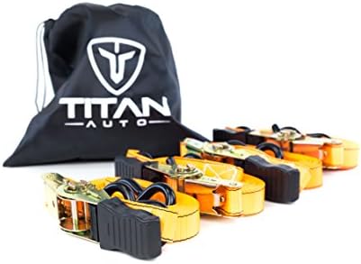 Ratcheting Tie Down Straps | Premium Load Straps with Plastic-Coated S Hooks for Cargo, Gear, Bikes