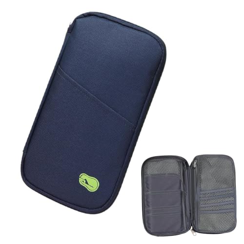Image of Navy Blue Rfid Blocking Travel Wallet, Spacious Passport Cover For Men