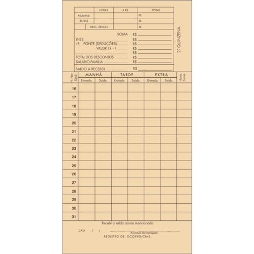 Tilibra - Cartao de Ponto Mensal RB - 100 Folhas