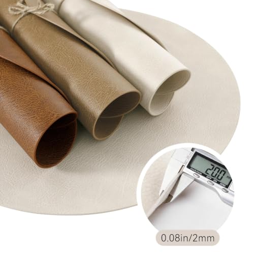 MOSAYT 13 Inch Round Vinyl Placemats Set of 6 - Faux Leather 100% Waterproof Oil-Proof Wipeable PU Place Mats, Heat Resistant Reversible Table Mats for Kitchen, Dining, Outdoor, Camel by MOSAYT - Used condition - Image 6
