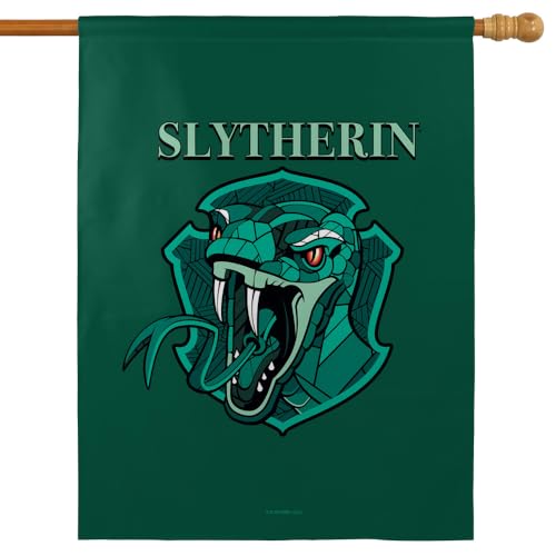 Graphics & More Harry Potter Slytherin Stain Glass 30x40 Double-Sided Outdoor Flag – Durable Polyester Yard Banner for Porch, Garden, or Wall – Indoor/Outdoor