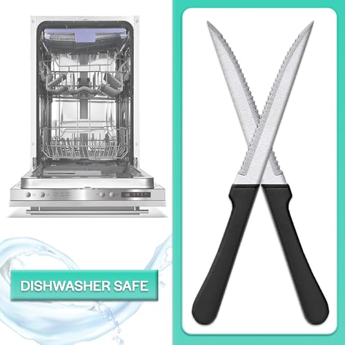 Miniatura 6 de Renimove Cuchillos Carne Mesa Premium De Acero Inoxidable 22 Cm Hoja De 12 Cm Resistentes A La Corrosión Ergonómicos Y Aptos Para Lavavajillas Cuchillo Carne Sierra Chuletero 24 Uds