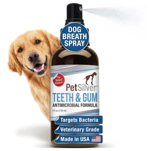 PetSilver Teeth & Gum Spray for Dogs & Cats, Eliminate Bad Breath, Natural Pet Dental Care Solution, Targets Tartar & Plaque, Clean Teeth Without Brushing, Easy to Apply, Chelated Silver, 4 fl oz