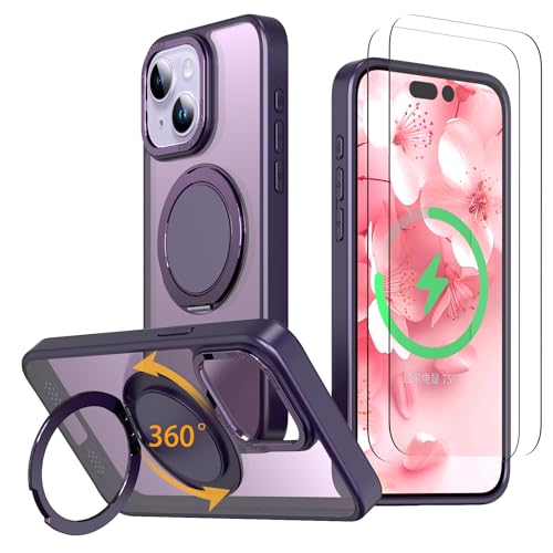 Coque iPhone 14 rotative 360 avec 2 verres trempés compatibles MagSafe