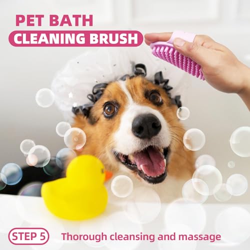 Image of Pet Grooming Kit - 7 PCS Deshedding Brush Set with Slicker, Undercoat Rake, Bath Brush & Nail Clipper for Short & Long Haired Dogs, Cats (Pink)
