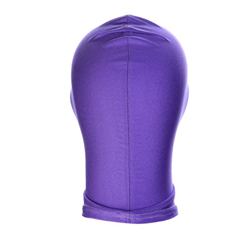 HOT TIME Unisex Lycra Spandex Zentai Hood Mask (L-Large, Purple-Open Eyes Mouth)