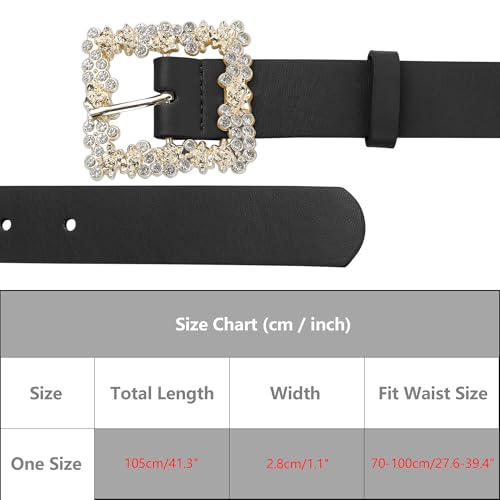 Women's Rhinestone Buckle Belts, Decorative Elegant Faux Leather Waistband Belt for Jeans Pants Dresses4