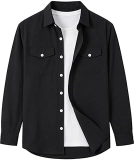 DEELMO Men Solid Slim Fit Casual Overshirt Style Shirt | Full Sleeve Button-Down Layering Shirt Smart Casual Look