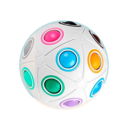 Image of MoYu Rainbow Ball Magic Cube 20 Holes | Large Spherical Logic Puzzle | Color-Matching 3D Puzzle Ball & Sensory Toy for Kids and Adults | Stress Relief & Brain Teaser (White)