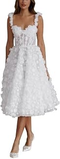 Women's Short Lace Beah Wedding Dresses for Bride A Line V Neck Boho Bridal Gowns with Sleeve LAW300