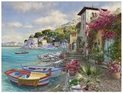 GenericMediterranean Escape Fabric Panel by Hoffman California Fabrics | Impressionist Print on Fabric | 33x43""