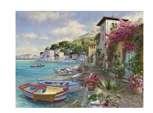 GenericMediterranean Escape Fabric Panel by Hoffman California Fabrics | Impressionist Print on Fabric | 33x43""