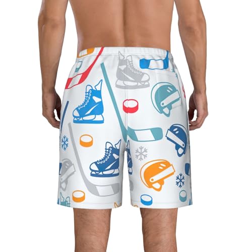 Hockey Elements Creative Patterned Print Mens Casual Shorts Drawstring Summer Beach Stretch Shorts Novelty Swimtrunks3