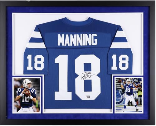 Peyton Manning Indianapolis Colts SM Deluxe Framed Autographed Mitchell & Ness Authentic Jersey - Autographed NFL Jerseys