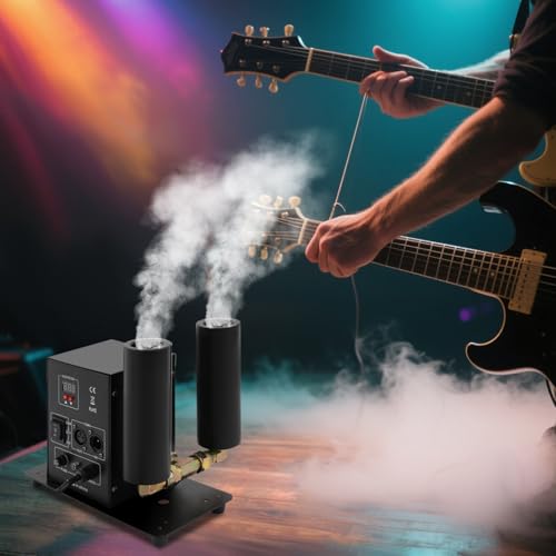 Máquina de niebla por chorro de CO2 con doble boquilla, 150 W, 110 V, control DMX512 para escenarios, fiestas, conciertos, bodas y efectos especiales, con manguera de 16,4 pies y distancia de rociado de 19-26 pies miniatura 4