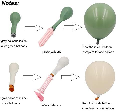 Sage Green White Gold Balloon Garland Arch Kit-112pcs Double Stuffed Sage Green Ivory White Metallic Gold Latex Balloons for Baby Shower Bridal Shower Birthday Woodland Wedding Wild One Party Decor