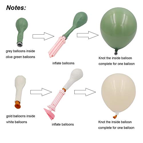 Sage Green White Gold Balloon Garland Arch Kit-112pcs Double Stuffed Sage Green Ivory White Metallic Gold Latex Balloons for Baby Shower Bridal Shower Birthday Woodland Wedding Wild One Party Decor