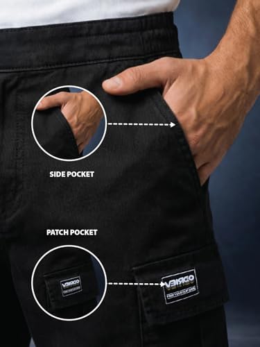 Image of Veirdo Men Twill Woven Cargo Shorts Lightweight Summer & Outdoor Wear Drawstring Waist Multi Pocket Design Adjustable Fit Comfortable, (S to 2XL)