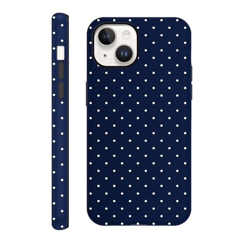 lioscre Cute Navy Blue Polka Dot Phone Case for iPhone 14 Plus 6.7"