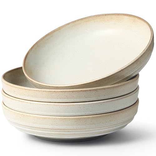 HAPPY KIT 9'' Pasta Bowls, 42oz Pasta Bowls Set of 4, Large Salad Bowl, Ceramic Serving Bowls,Double...
