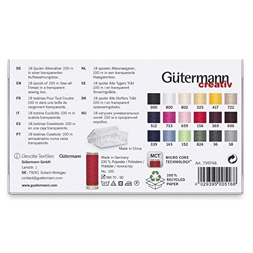 Gütermann Storage Box with Threads, Assorted, 18 Reel,799748, 18 Reel Box - Image 3