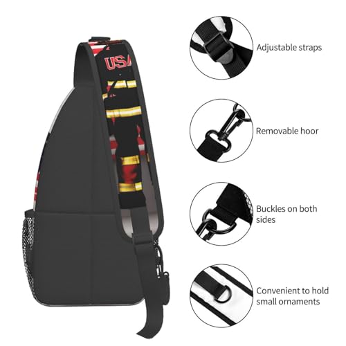 Bolso cruzado tipo sling con bandera de bombero USA miniatura 5