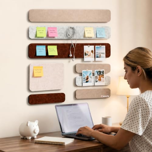 Image of Climberty Modular Cork Board Alternative Felt Strip Board-Customizable Pin Board Set with Multi-Size Strips&20Push Pins, Adhesive Install for Wall Organization & Home Office Decor