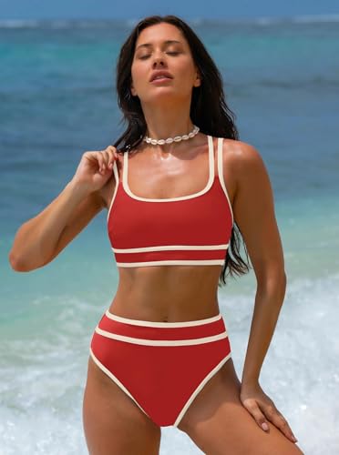 Image of popvil Women's High Waisted Bikini Sets 2026 Neon 2 Piece Swimsuit
