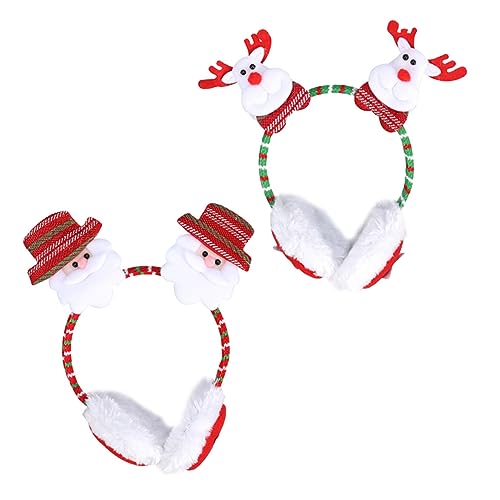 Earmuffs navideños de paño rojo bufanda térmica ideal para paseos invernales en familia 4