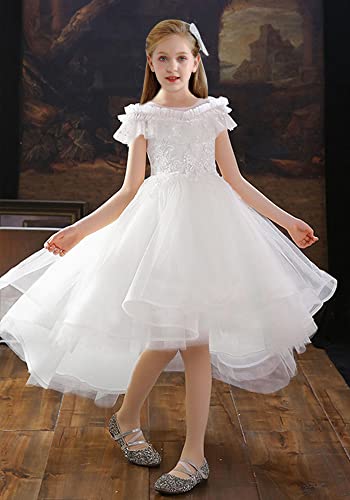 Flower Girl Dress Lace Tulle With Beads Princess Dress For Wedding Party Gown For Girls 2-13 Years Old White 12 #TOP4