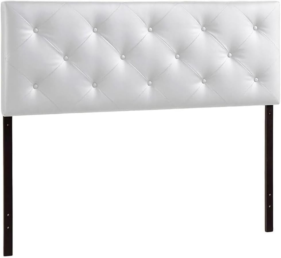 HomeStock Upholstered Headboard, Modern Bedroom Headboard, Faux Leather Headboard White/King