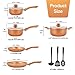 M MELENTA Pots and Pans Set Ultra Nonstick, Pre-Installed 11pcs Cookware Set Copper with Ceramic Coating, Stay cool handle & Nylon Kitchen Utensils, Gas/Induction Compatible, 100% PFOA Free