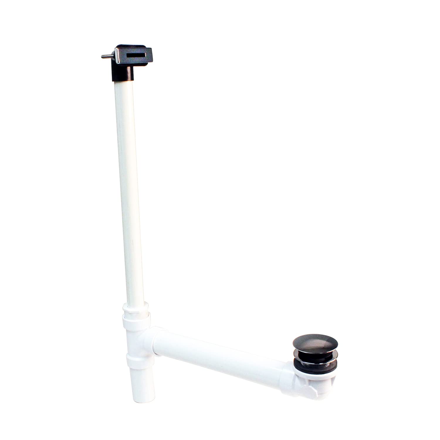 Siphon à bout bas en PVC finition chrome poli et trop-plein linéaire