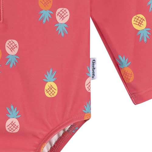 Image of Gerber Baby Girls' Toddler Long Sleeve One Piece Rashguard Swimsuit