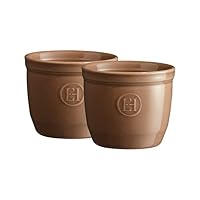 Emile Henry Set De 2 Ramequins N°8 Céramique Beige Argile 7,5 X 7 Cm - Fabriqué En France