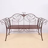 Banco de jardín de metal para exteriores con respaldo curvado y reposabrazos, estilo retro de fácil montaje para patio, porche, patio