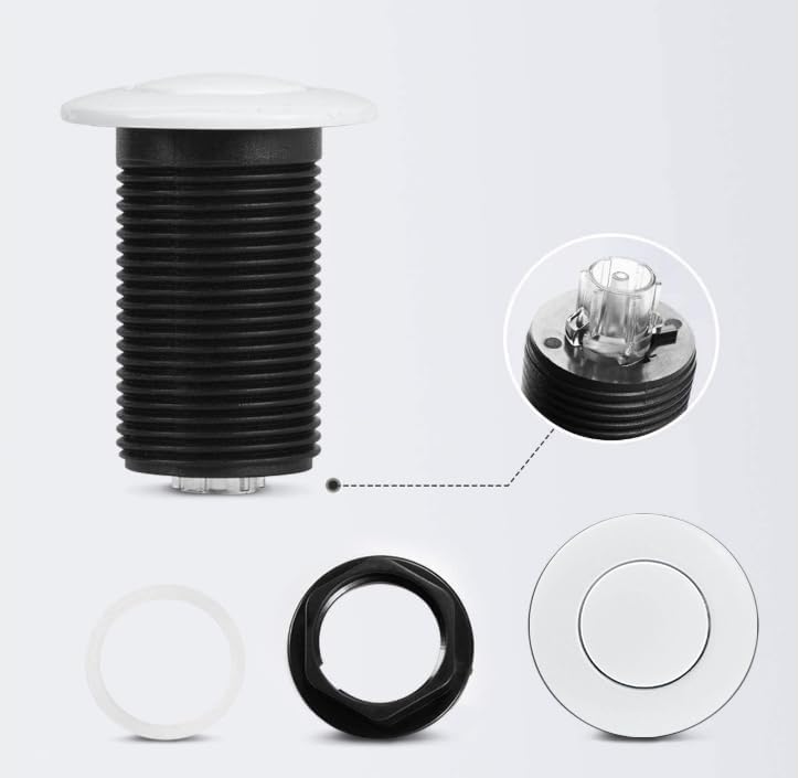 Miniatura 5 de Botón de interruptor activado por aire con manguera de aire, botón blanco superior del fregadero para parte de eliminación de basura y residuos de