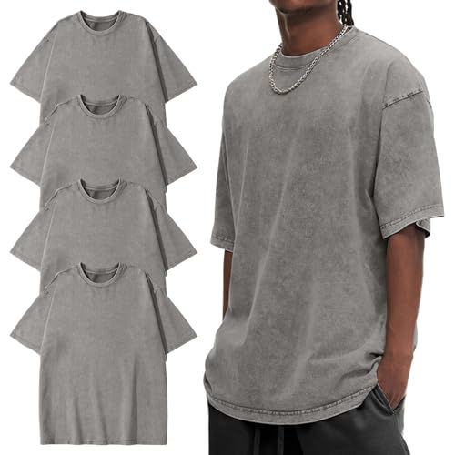 Image of Eiscntd Mens Oversized T-Shirts Heavyweight Cotton Vintage Unisex Baggy Tee