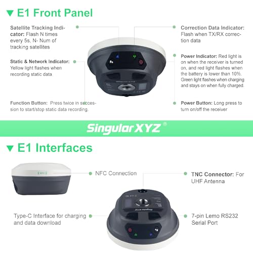 Equipamento de pesquisa E1 RTK GNSS 20 horas de resistência RTK GNSS GPS com IMU Rover e coletor por