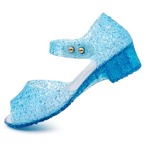 Image of techcity Princess Girls Sandals Dress Up Dance Party Cosplay Jelly Shoes for Kids Toddler Mary Janes