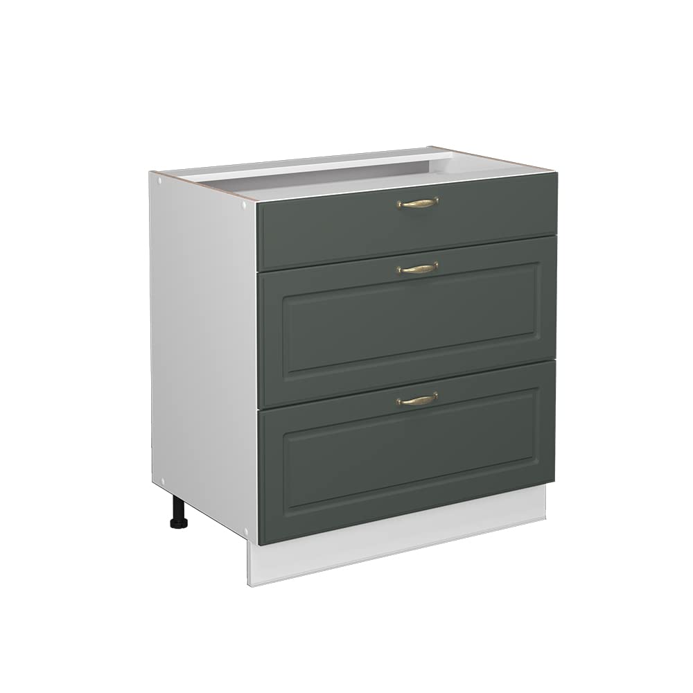 Vicco Cassettiera da bagno Fame-Line, Verde-oro country, 80 x 82 cm | con 3 cassetti, senza piano di lavoro, per la conservazione di articoli da bagno e prodotti per la pulizia