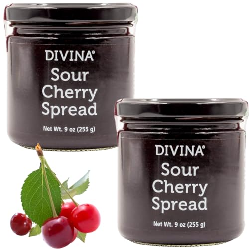 DIVINA Sour Cherry Spread Jam, 9 oz (2-Pack)