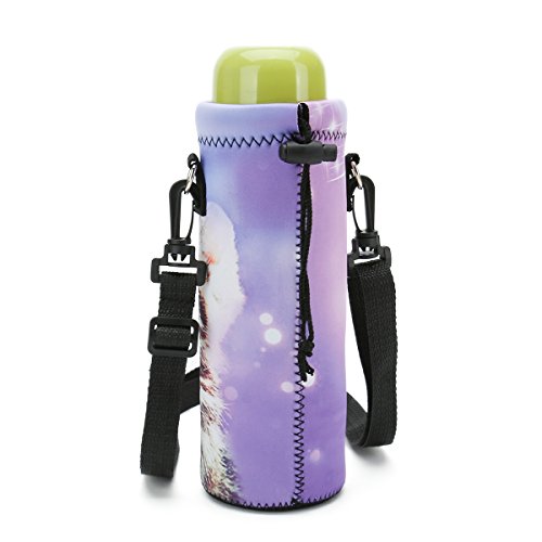 Icolor 500Ml Water Bottle Carrier Holder Bag For Kids Wide Mouth 18Oz Insulated Neoprene Tea Bottle Sleeve Sling Shoulder Pouch Cover Fit Stainless Steel & Plastic Bottle Diameter 2.75" #TOP5