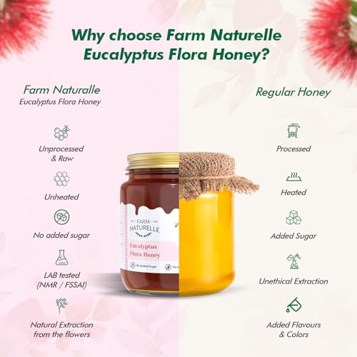 Image of Farm Naturelle Raw Wild Forest Honey 450g | Glass Bottle | 100% Pure Unprocessed & Natural Honey | Ayurvedic & Rich in Vitamins and Minerals | Helps Boost Immunity