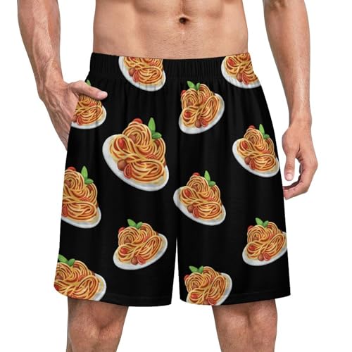 Italy Pasta Noodle Fashion Mens Pajama Shorts Summer Lounge Sleep Bottoms Pants Soft Sleepwear