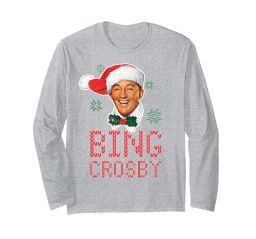Pull de Noël Blanc Bing Crosby Manche Longue