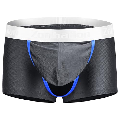 Men's Boxer Briefs Sexy Front Open Detached Bulge Pouch Silky Smooth Glossy Access Underwear